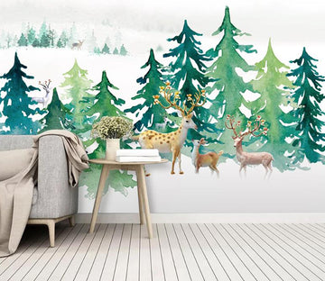 3D Deer Cypress WC2334 Wall Murals