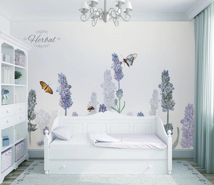 3D Violet Butterfly WC1616 Wall Murals