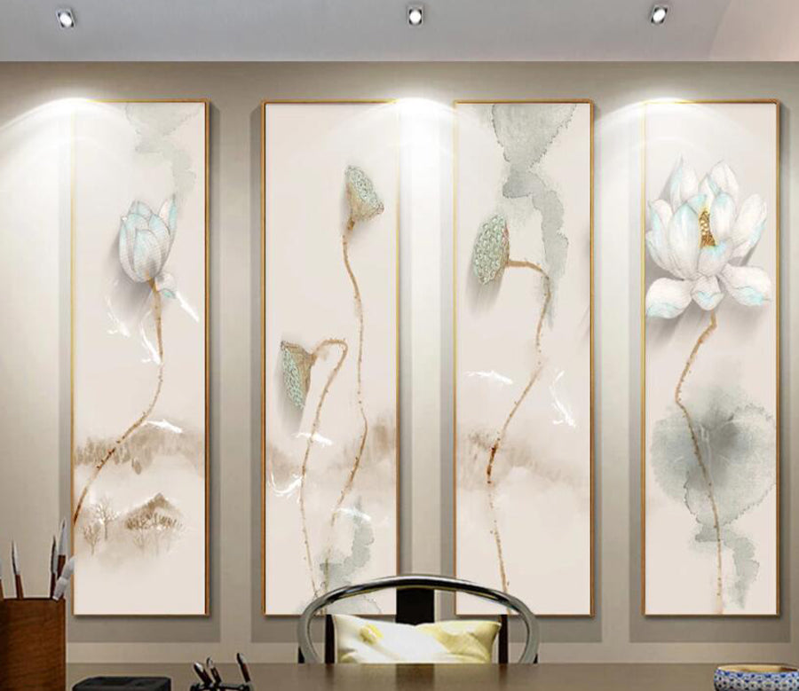 3D Lotus Seed Fish WC1448 Wall Murals