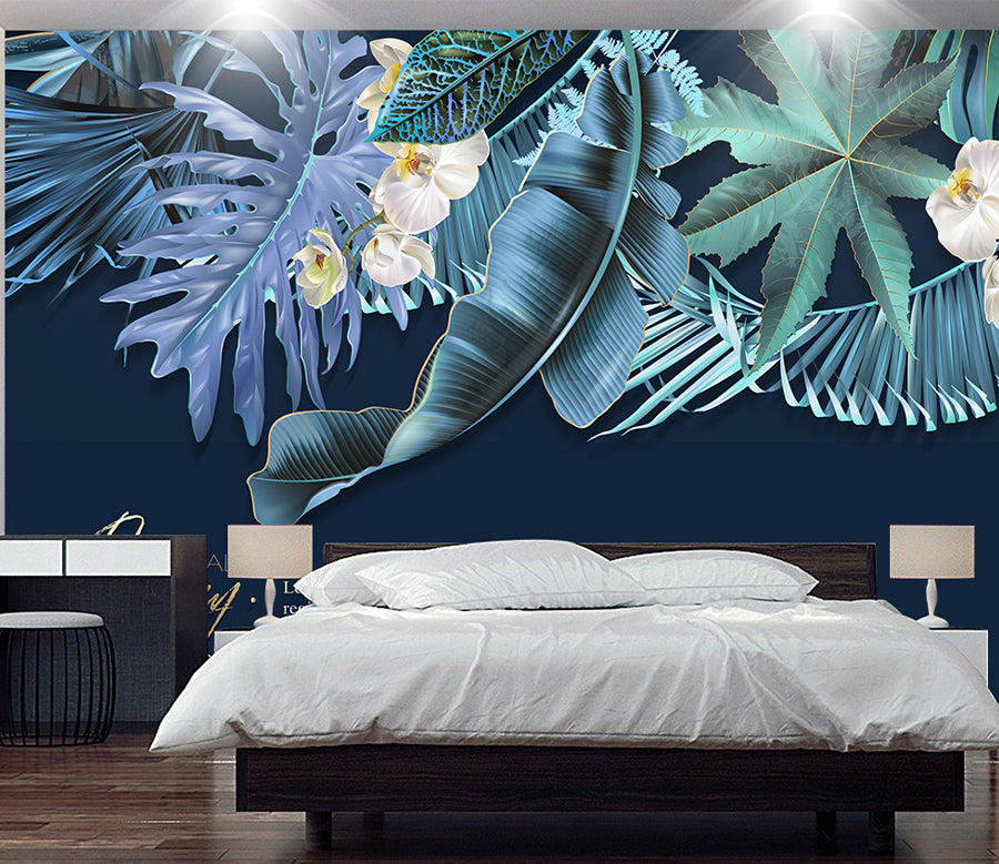 3D Green Leaf Flower WG381 Wall Murals