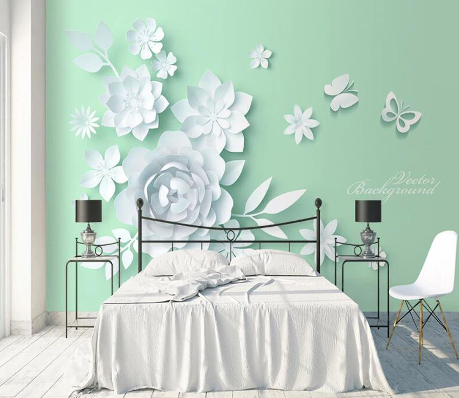 3D White Butterfly WC1884 Wall Murals