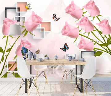 3D Pink Rose WC2016 Wall Murals