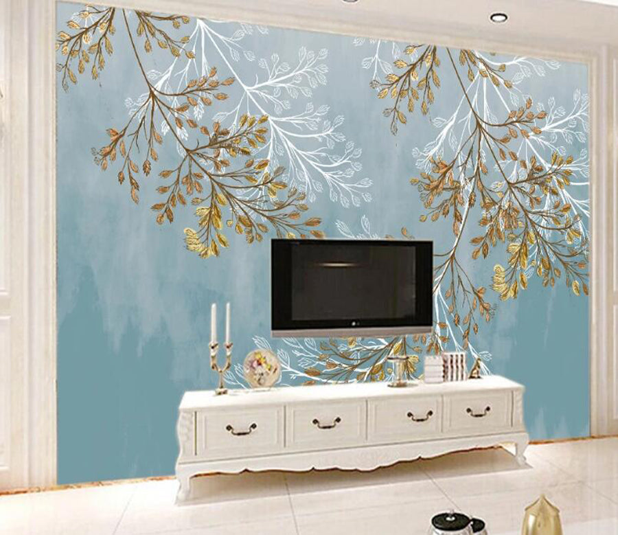 3D Painting Leaves WC2309 Wall Murals