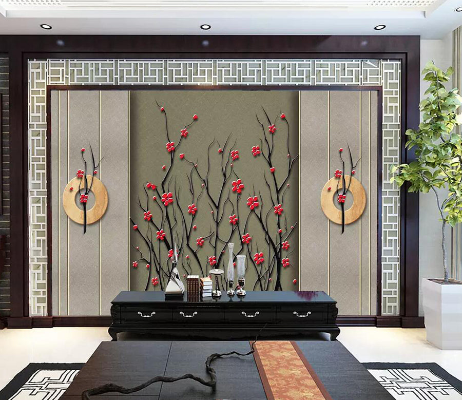 3D Red Plum WG1224 Wall Murals