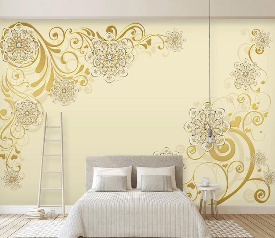 3D Yellow Pattern WC1336 Wall Murals