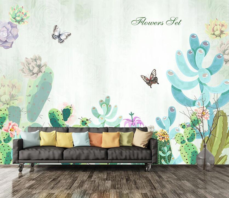 3D Succulents Flower WC1610 Wall Murals