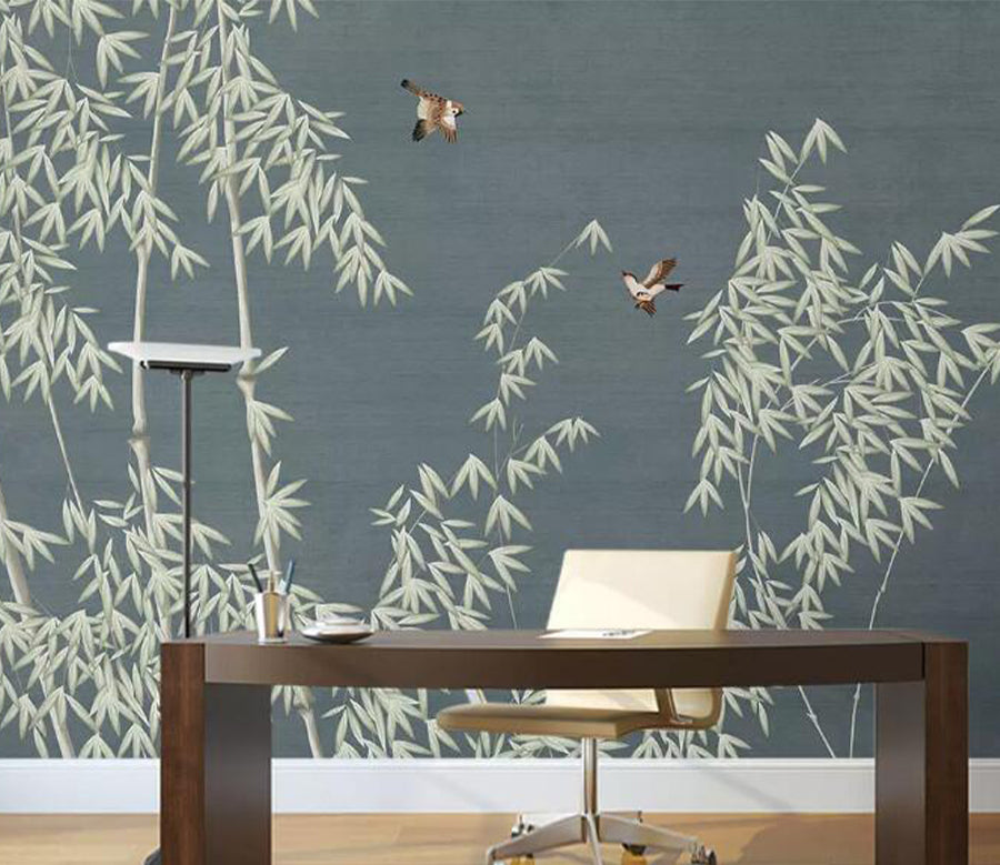 3D Bamboo Leaves WG662 Wall Murals