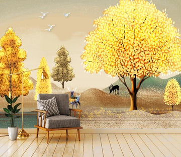 3D Golden Tree WC2329 Wall Murals