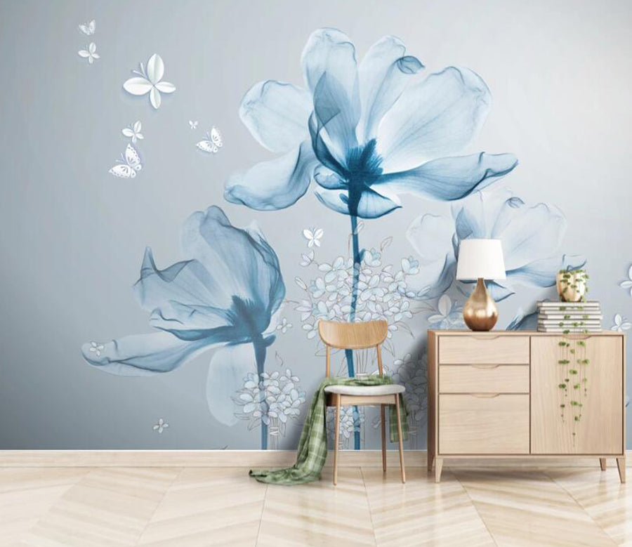 3D Blue Transparent WC2382 Wall Murals