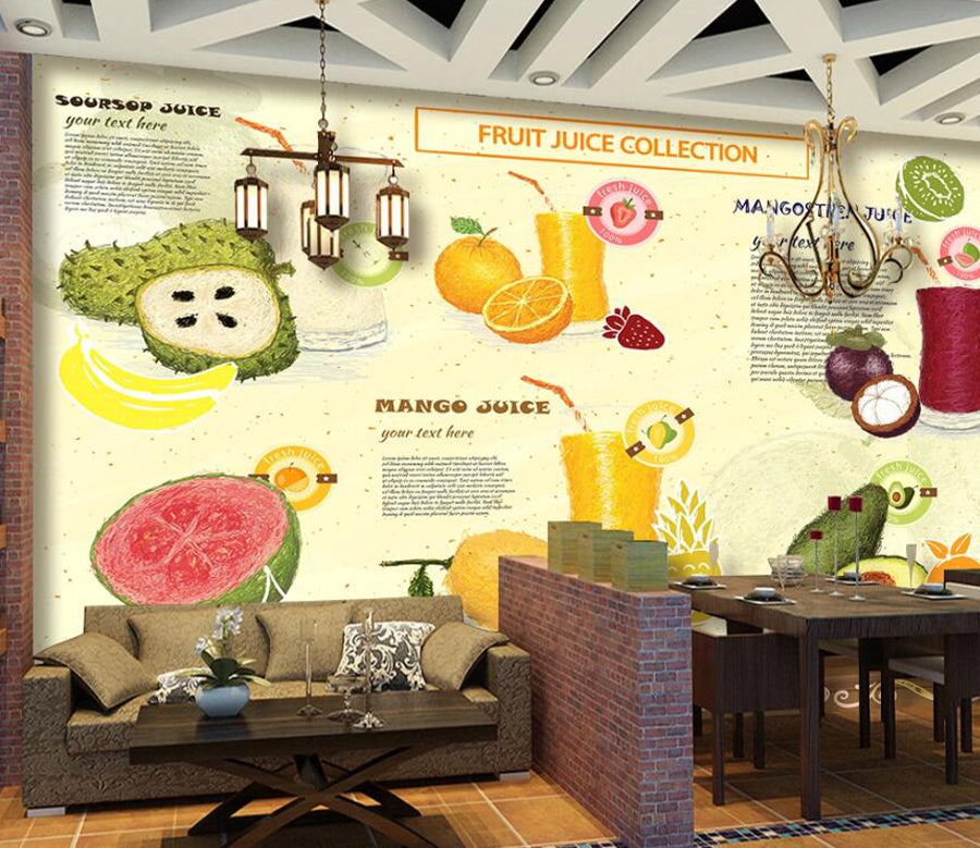 3D Beverage Fruit WC1484 Wall Murals