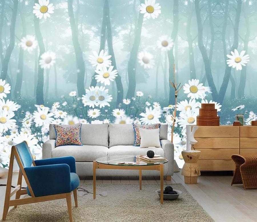 3D White Daisy WC1928 Wall Murals