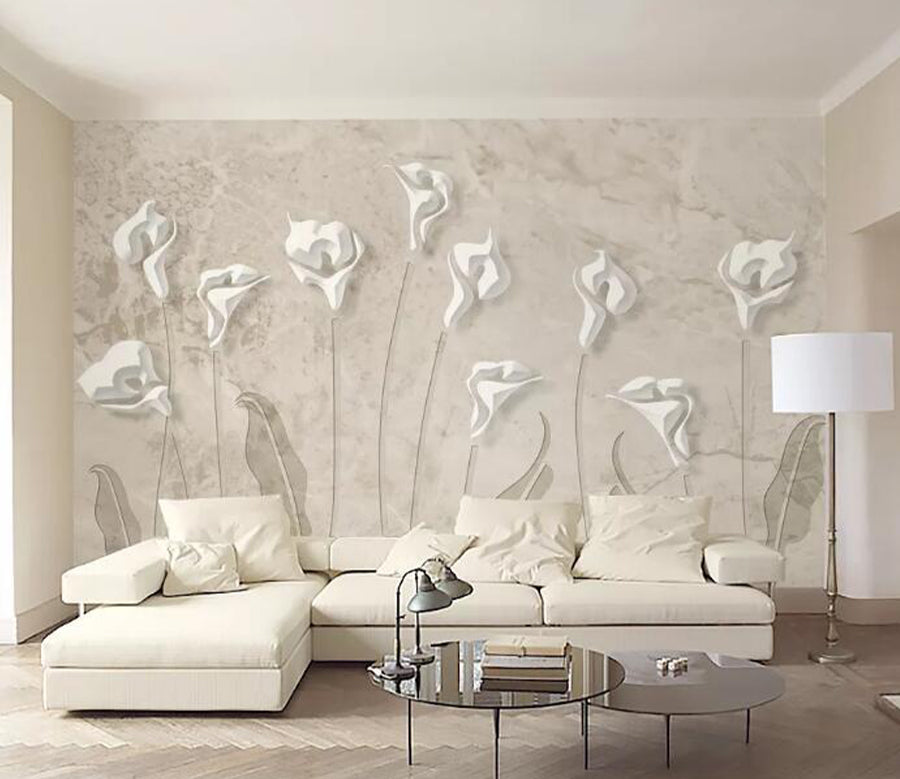 3D White Lily WG613 Wall Murals