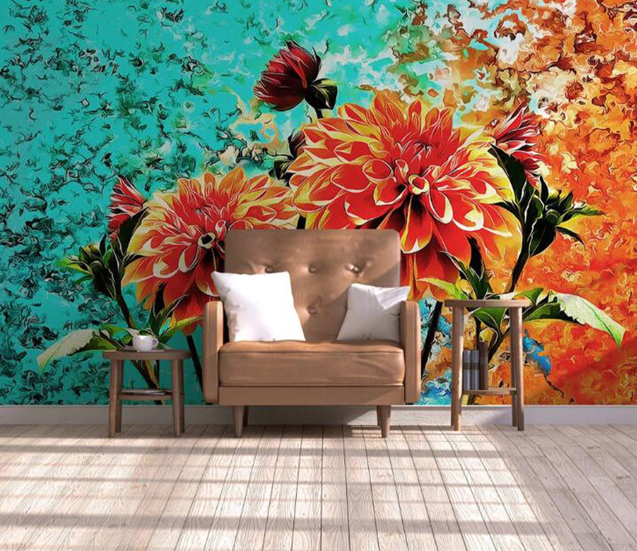 3D Red Peony WC2453 Wall Murals