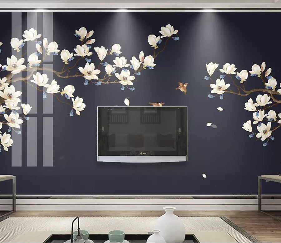 3D Bird White Plum WG1192 Wall Murals