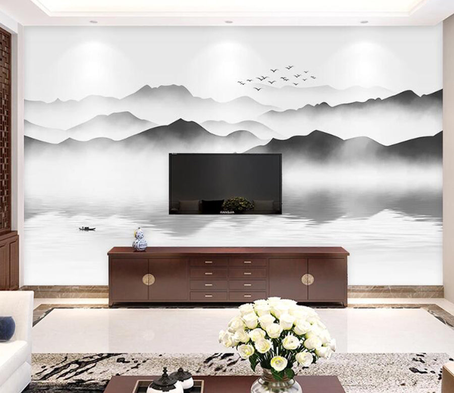 3D Lake Mountain WC1847 Wall Murals