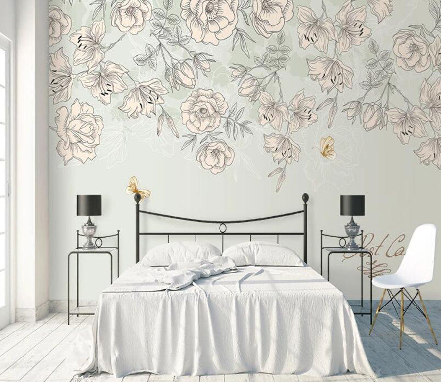 3D Sketch Rose WC1898 Wall Murals