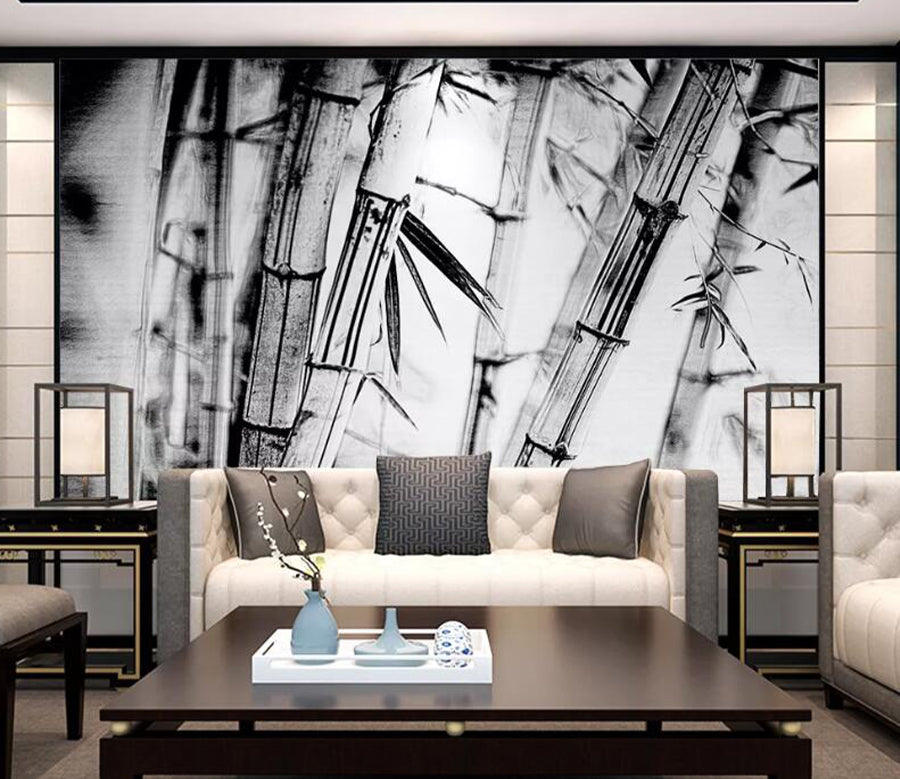 3D Black Bamboo WC1738 Wall Murals