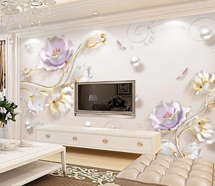 3D Pearl Butterfly WC1459 Wall Murals