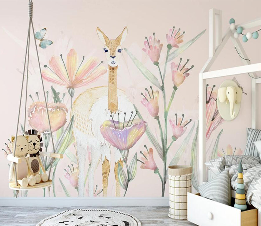 3D Giraffe Flower WG934 Wall Murals