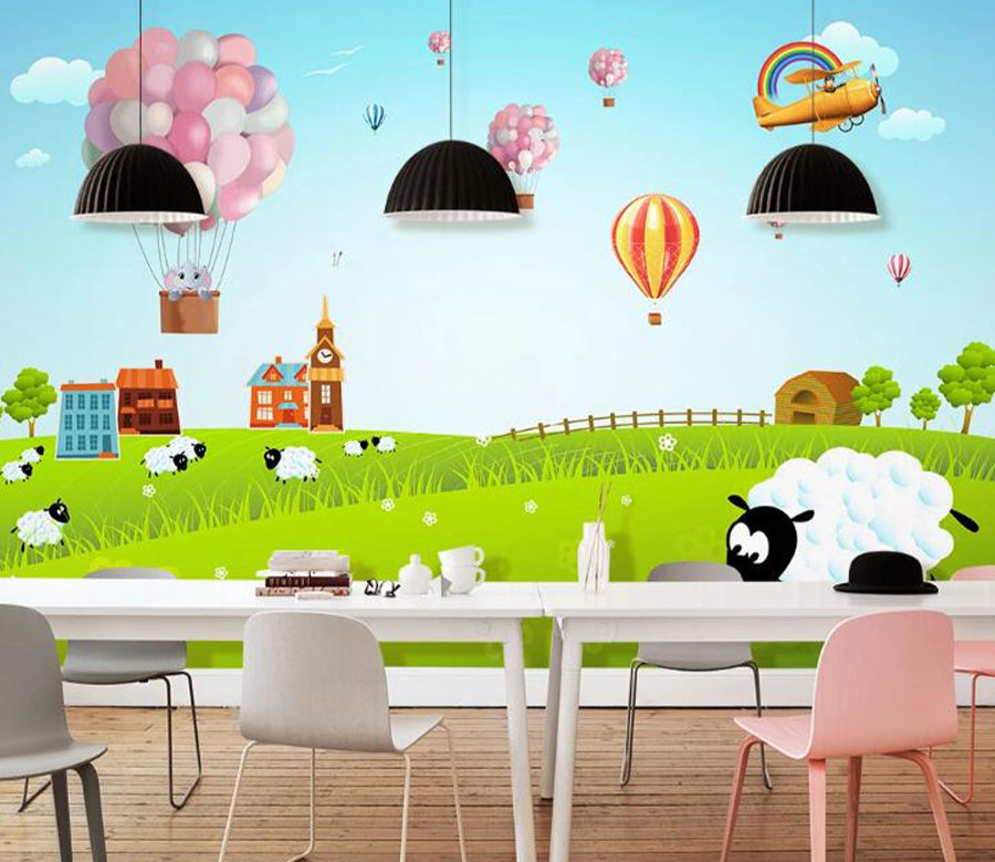 3D Rainbow Sheep WC1481 Wall Murals