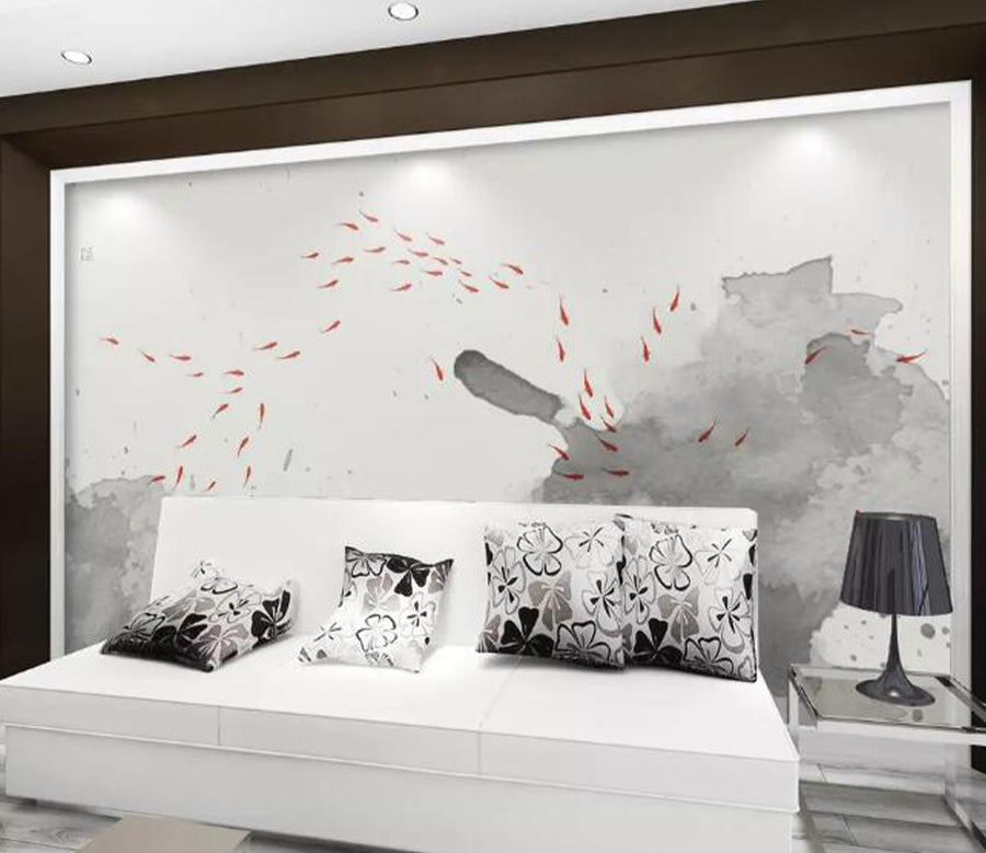 3D Red Goldfish WG771 Wall Murals