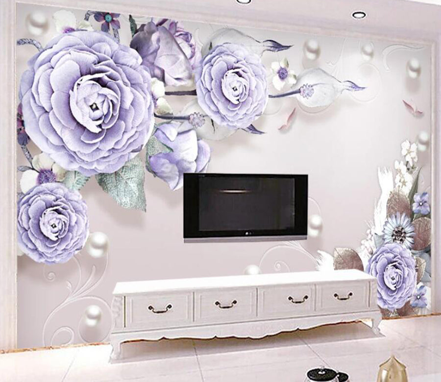 3D Pearl Flower WC1666 Wall Murals