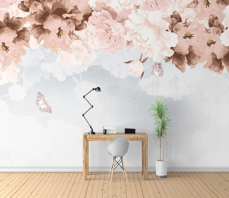 3D Butterfly Peony WG1170 Wall Murals