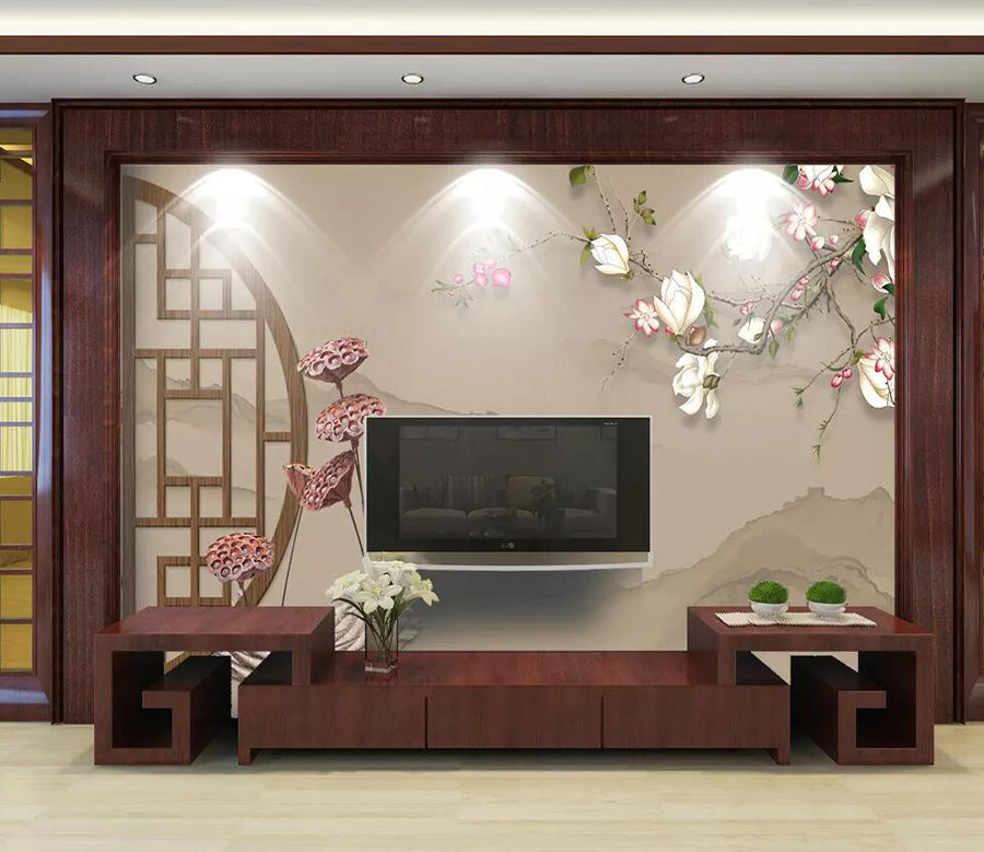 3D Lotus Seed Plum WG1239 Wall Murals