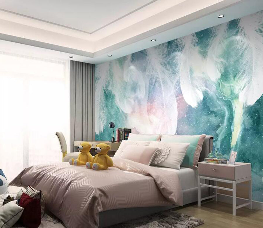 3D White Feather WG955 Wall Murals