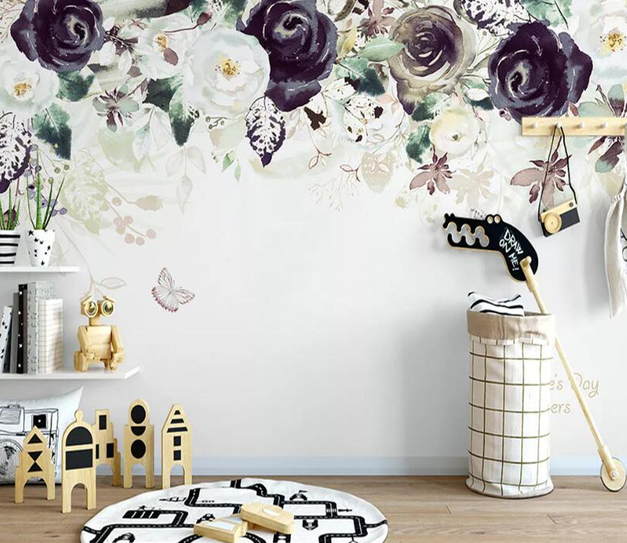 3D Black Flower WC2184 Wall Murals