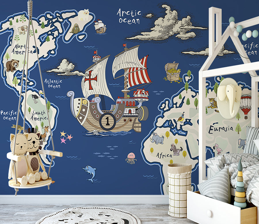 3D Ship Map WG446 Wall Murals