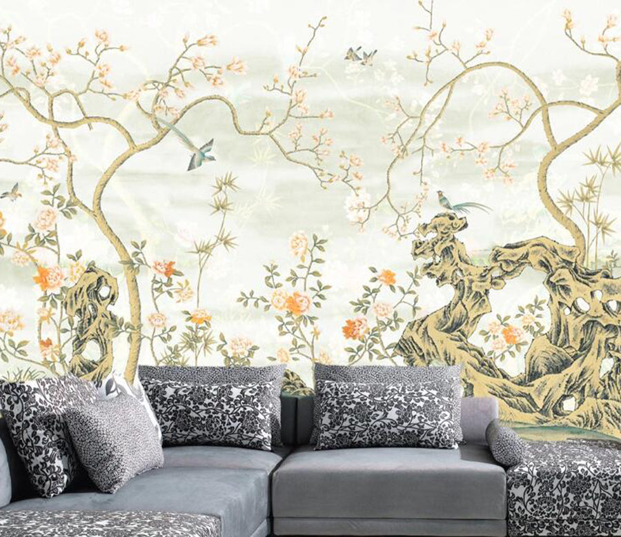 3D Magpie Flower WC1287 Wall Murals