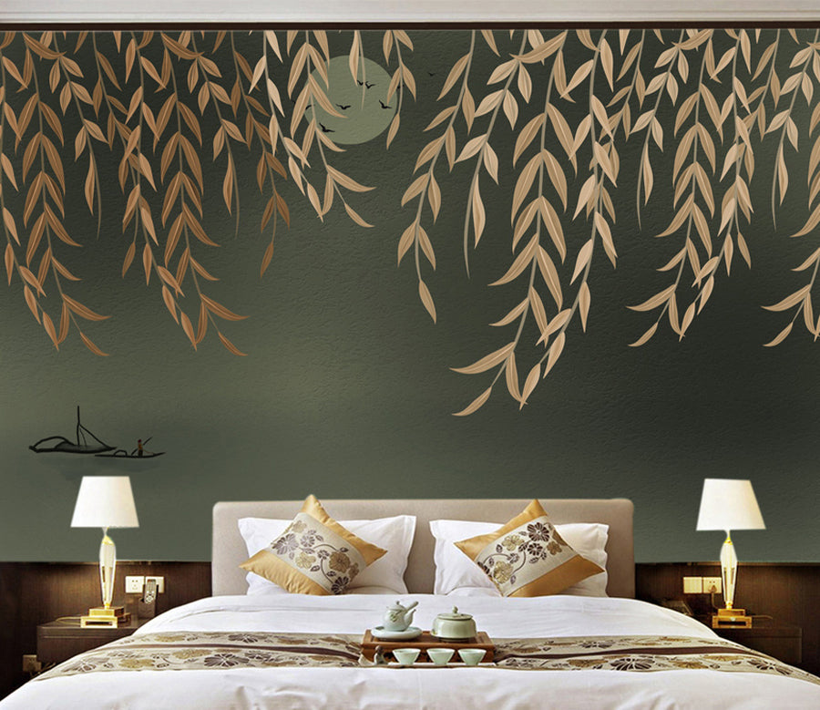 3D Moon Willow Leaf WG313 Wall Murals