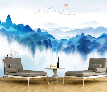 3D Fisherman Rowing WC2664 Wall Murals