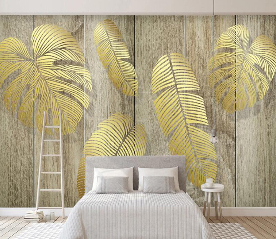 3D Golden Leaves WC2017 Wall Murals