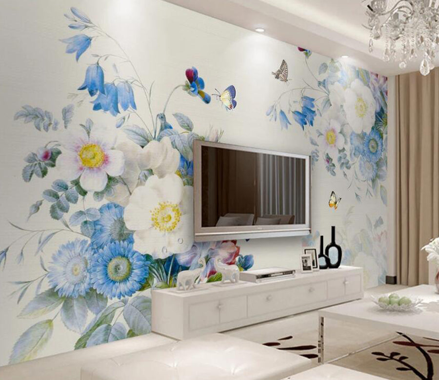 3D Daisy Butterfly WC1346 Wall Murals