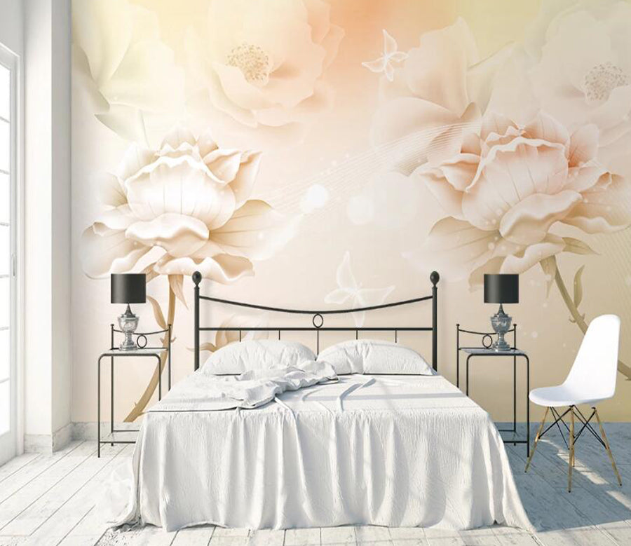 3D Orange Lotus WC2228 Wall Murals