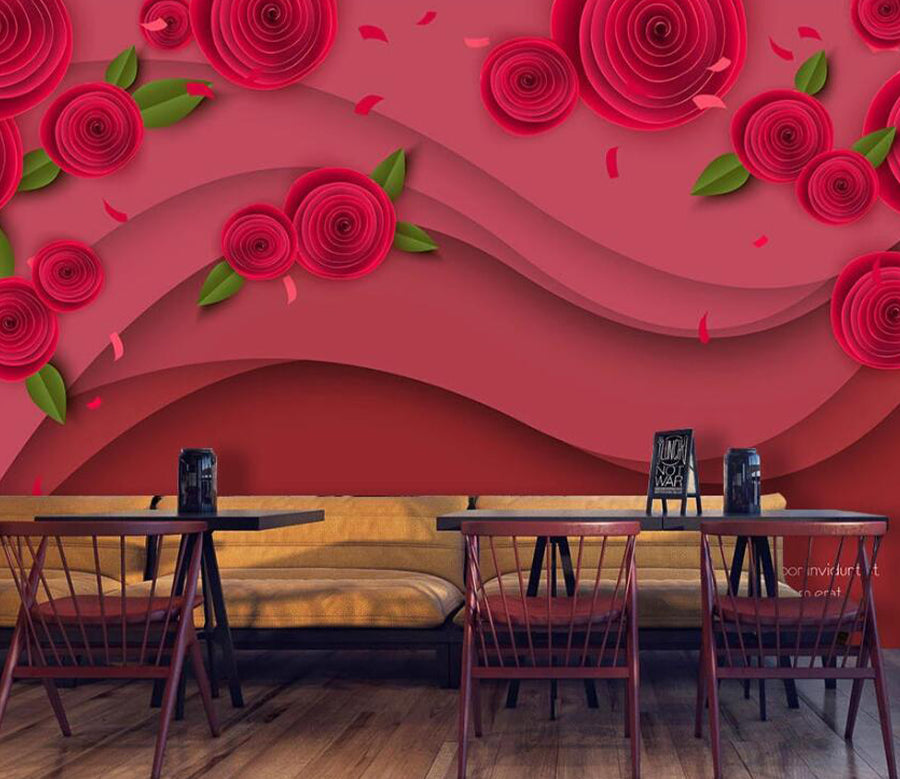 3D Red Rose Flower WC1569 Wall Murals