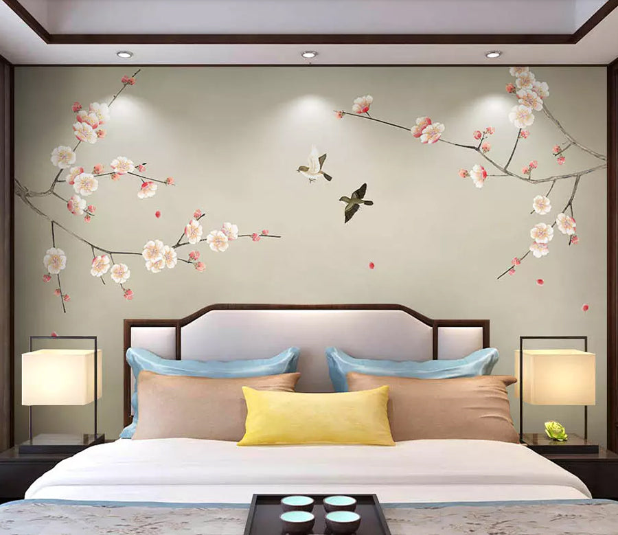 3D Plum Petal Bird WG1218 Wall Murals