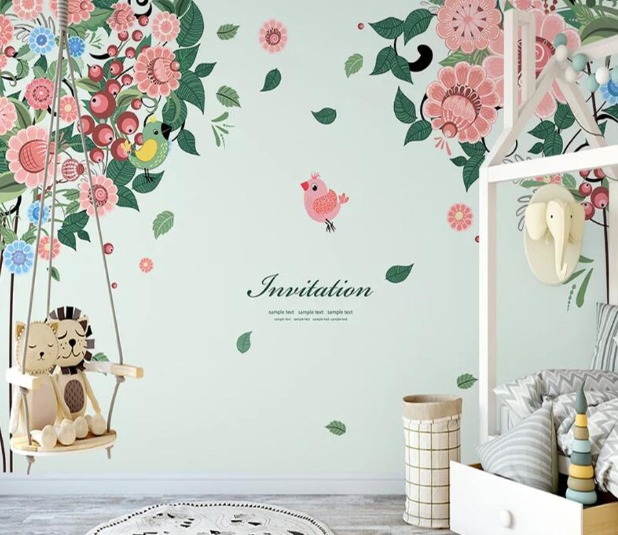 3D Pink Bird WC2241 Wall Murals