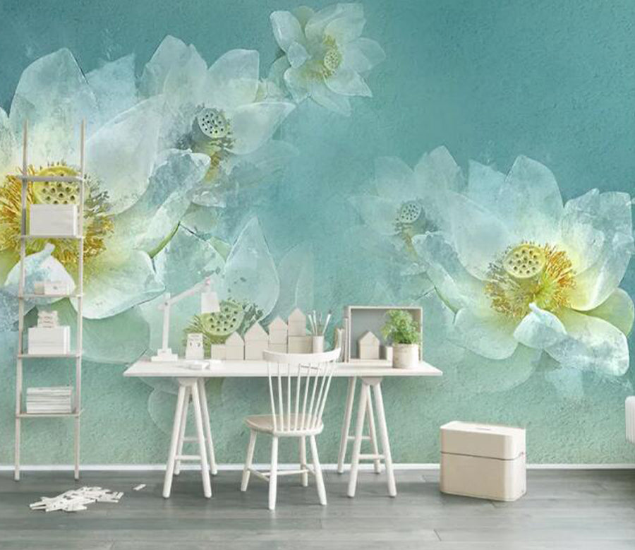 3D White Lotus WG682 Wall Murals