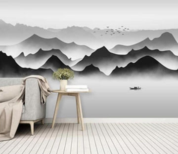 3D Bird Fog Mountain WG1285 Wall Murals