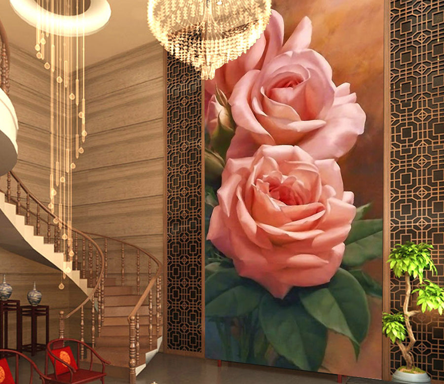 3D Pink Rose WG058 Wall Murals