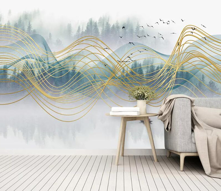 3D Cypress Fog Bird WC2388 Wall Murals