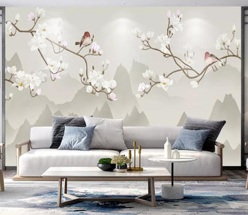 3D White Plum Bird WC2593 Wall Murals