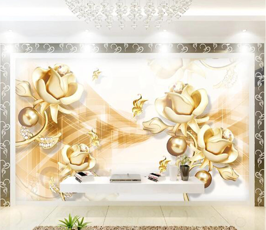 3D Metal Rose WC1391 Wall Murals