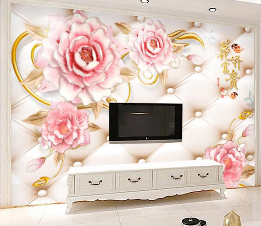 3D Pink Peony WC1635 Wall Murals