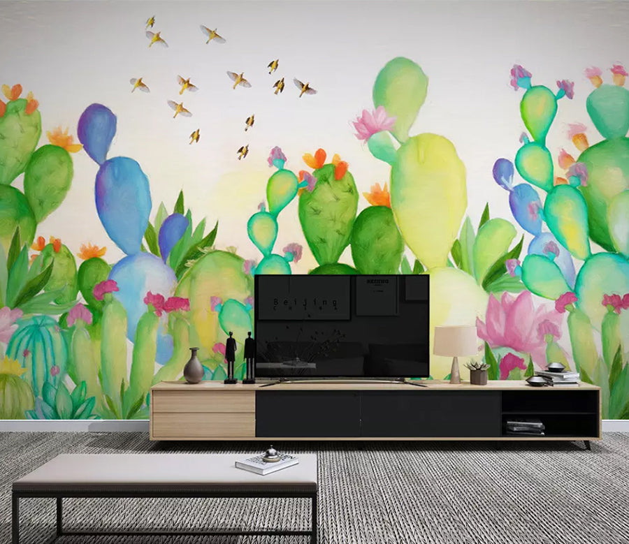 3D Green Cactus WG959 Wall Murals