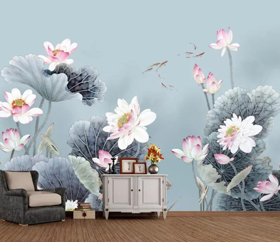 3D Lotus Pond WC1699 Wall Murals