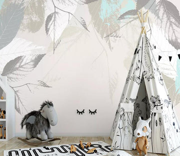 3D Black Leaves WC2094 Wall Murals